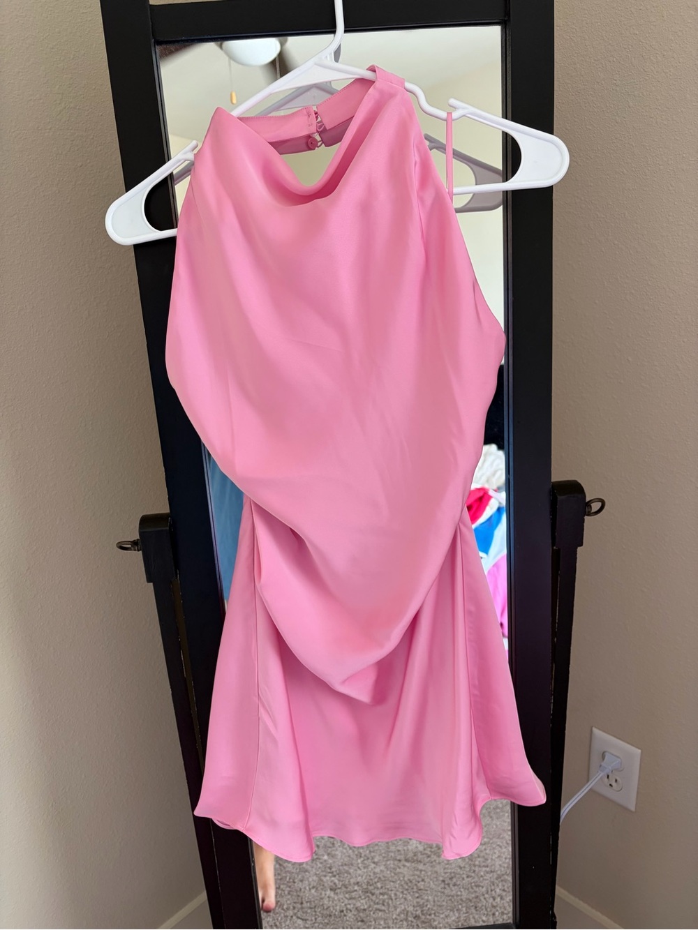 Aritzia Satin Pink Halter Mini Dress - Picture 5 of 9